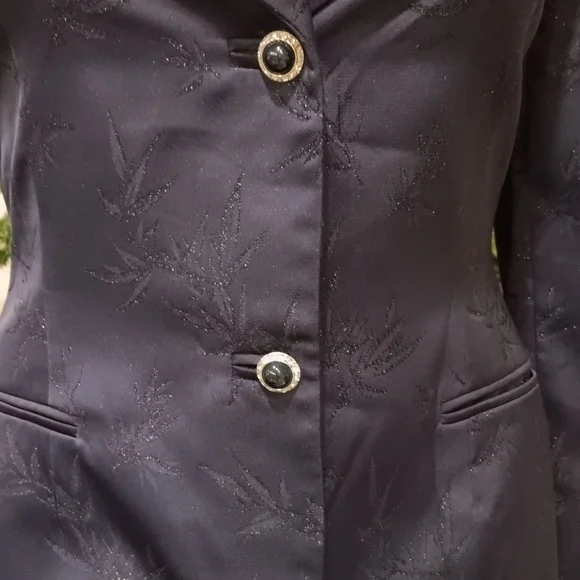 Valerie Stevens Midnight Blue Evening Jacquard Shimmer Tuxedo Blazer Women's 10 - Picture 9 of 11